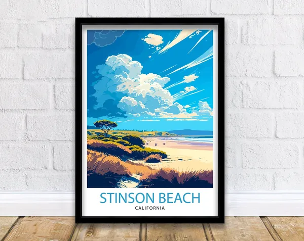 Stinson Beach California Travel Poster, Home Decor