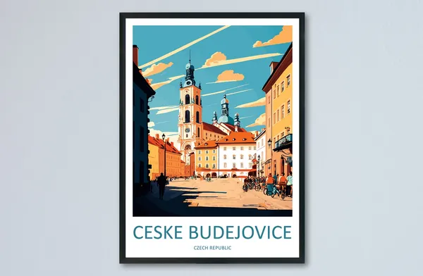 Ceske Budejovice Travel Poster, Czech Republic Wall Art