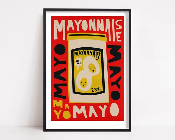 Mayonnaise Retro Food Poster, Kitchen Wall Art
