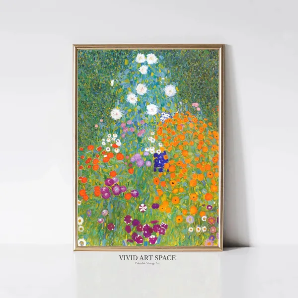 Gustav Klimt Flower Garden Vintage Art Print