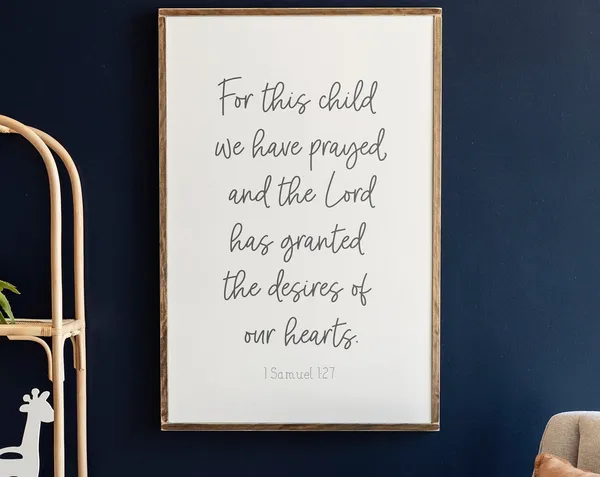 For This Child We Have Prayed Christian Nursery Art
