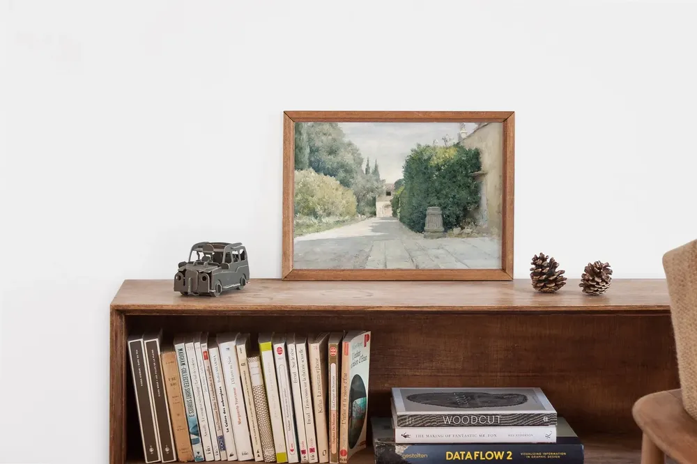 Italian Countryside Farmhouse Vintage Landscape Art Print - Image 2