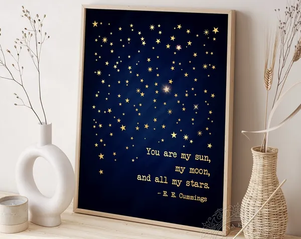 E. E. Cummings Gold Foil Literary Art Print for Book Lovers