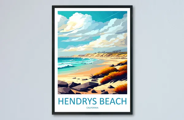 Hendrys Beach Travel Poster, California Wall Art