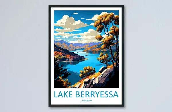 Lake Berryessa Travel Poster, California Wall Art
