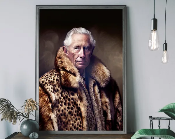 King Charles III Fur Coat Coronation Art Print
