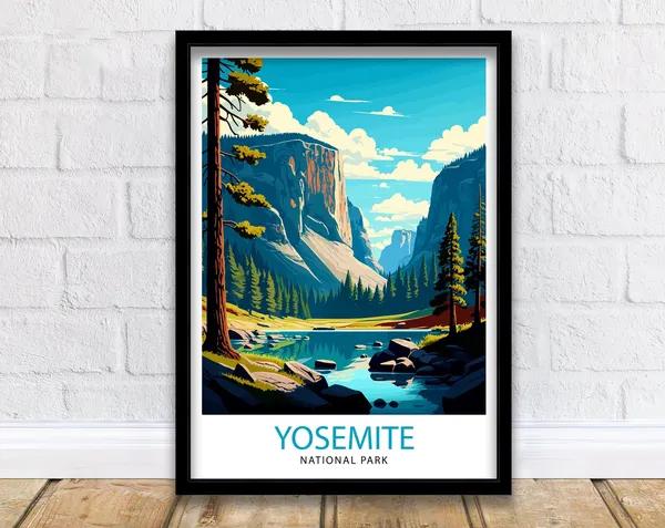 Yosemite National Park Travel Poster, Illustration Print
