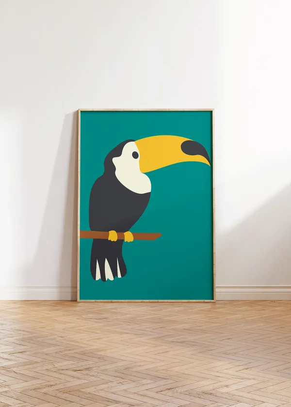 Toucan Wall Art, Modern Tropical Jungle Poster