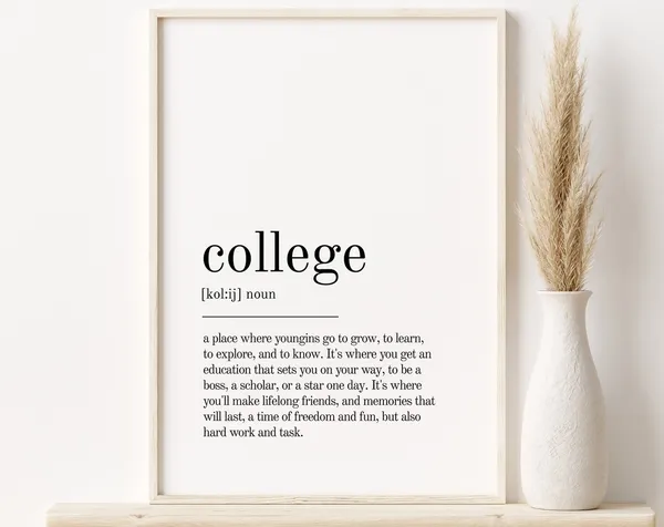 College Definition Print, Minimalist Modern Art Print