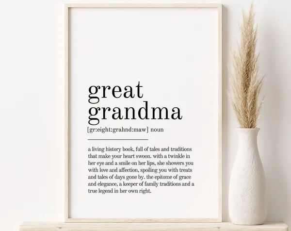 Great Grandma Definition, Minimalist Poster