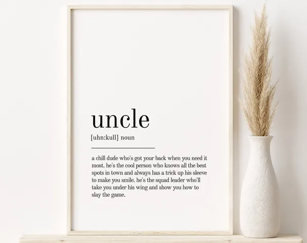 Uncle Definition Print, Minimalist Modern Art Print