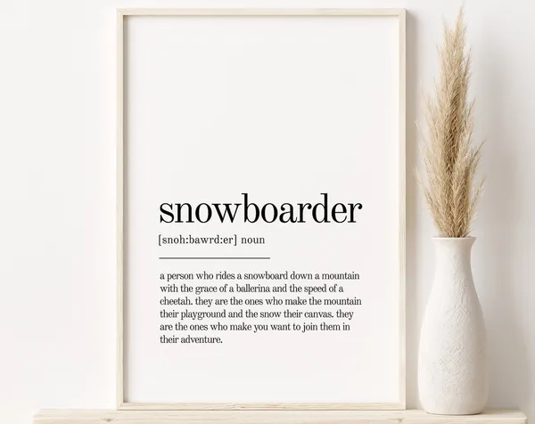 Snowboarder Definition Print, Minimalist Modern Art Print
