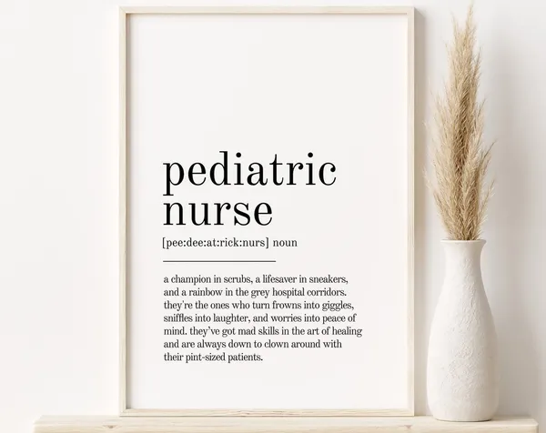 Pediatric Nurse Definition Art Print, Personalized Gift