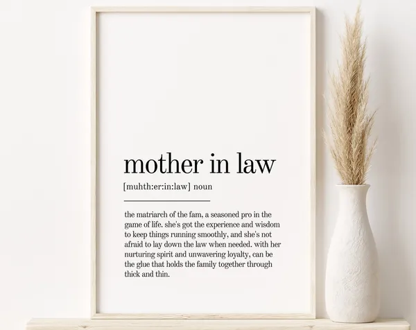 Mother In Law Definition Print, Minimalist Modern Wall Art