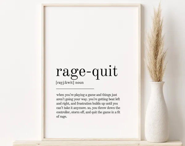 Rage Quit Definition, Minimalist Modern Art Print