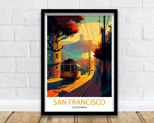 San Francisco Travel Poster, California Illustration