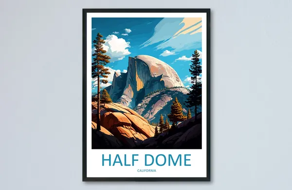 Half Dome Yosemite Travel Poster, California Landmark