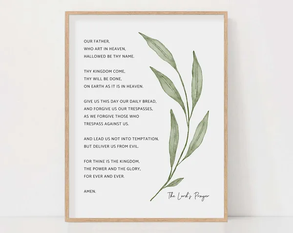 Lords Prayer Botanical Bible Verse Christian Wall Art