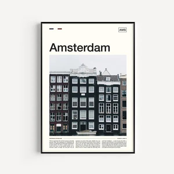 Amsterdam Travel Poster, Netherlands City Art