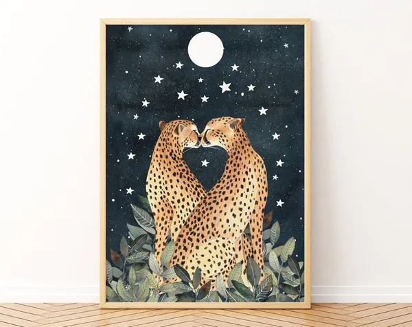 Cheetah Wall Art Jungle Illustration Art Print