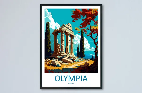 Olympia Greece Travel Poster, European Wall Art