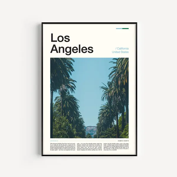 Los Angeles Travel Poster, USA Wall Art Print