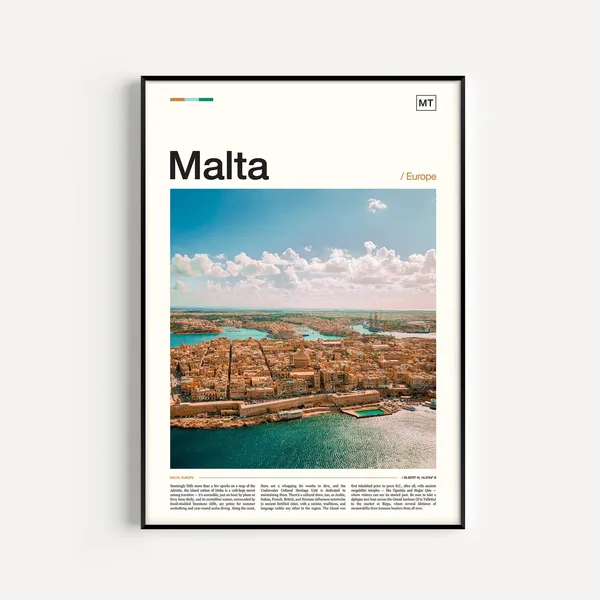 Malta Travel Poster, European Place Art Print