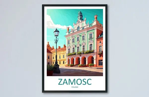 Zamosc Travel Poster, Poland Wall Art