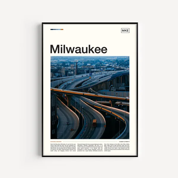Milwaukee Travel Poster, City Wall Art Print