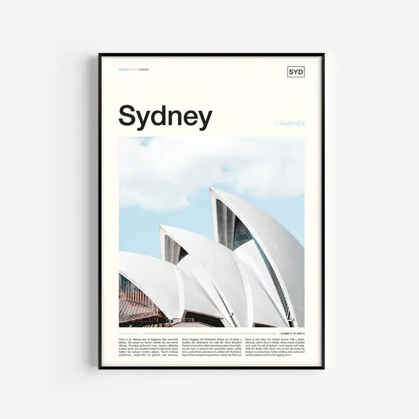 Sydney Skyline Travel Poster, Australia City View