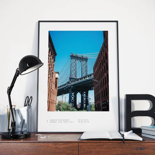 New York Coordinates Black and White Travel Poster