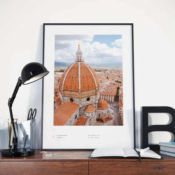 Florence Coordinates Travel Poster, Duomo Italy