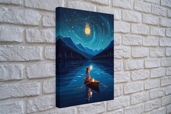 Starry Night Girl Wizard, Van Gogh-Inspired Art Print