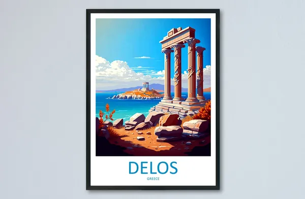 Delos Greece Travel Poster, Europe Wall Art