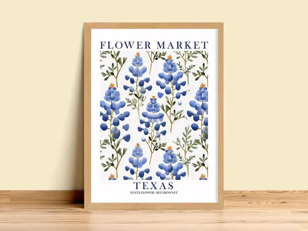 Texas Bluebonnet Flower Market Decor Art Print