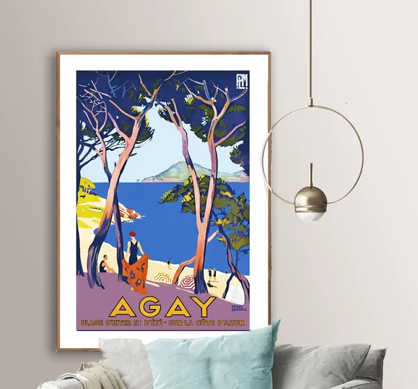 Agay Plage D'Hiver Et D'Ete, Vintage Travel Poster