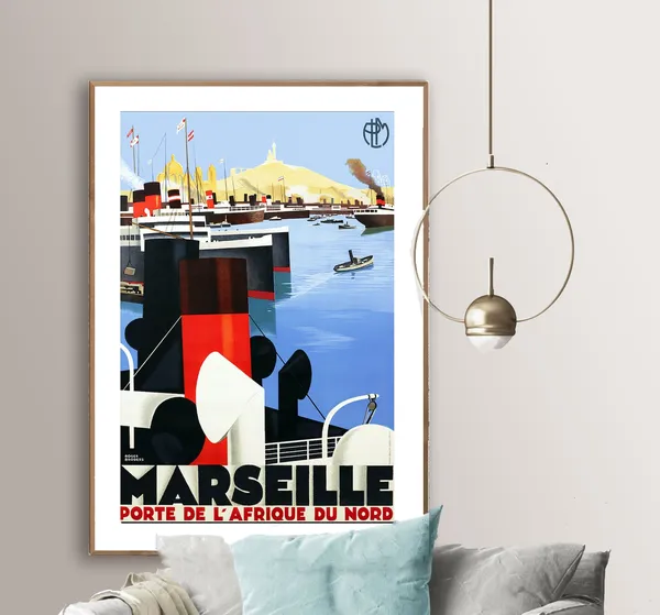 Marseille France Vintage Travel Poster, Europe Art Print