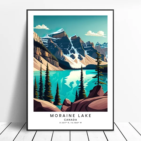 Moraine Lake Abstract Minimalist Travel Poster