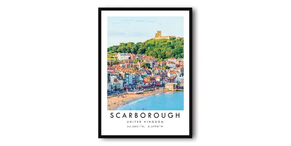 Scarborough Travel Poster, Colourful Wall Art Print