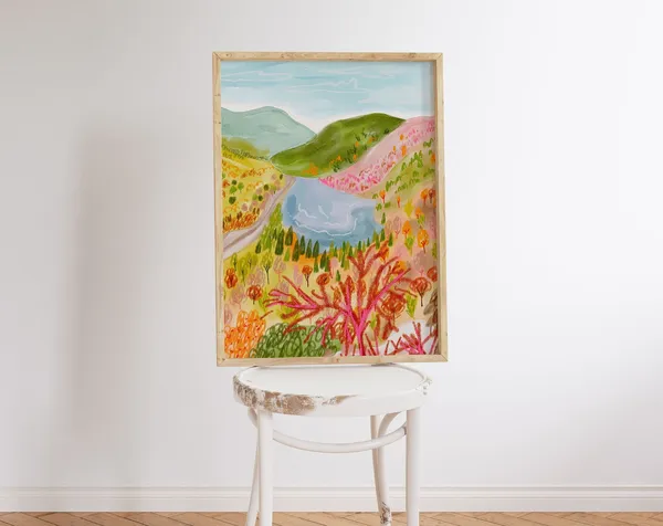 Franconia New Hampshire Watercolor Trail Art Print