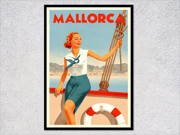 Majorca Vintage Travel Poster, Balearic Islands