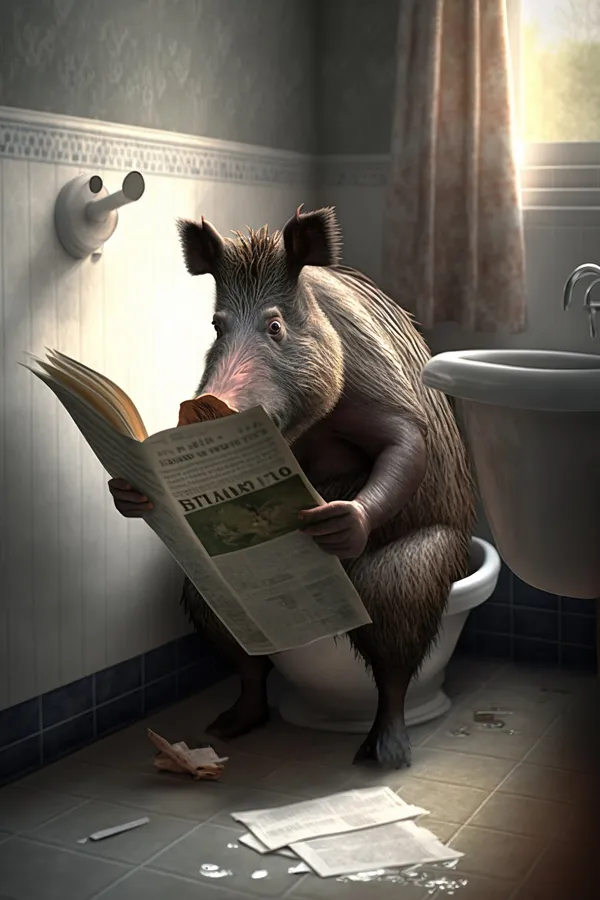 Wild Boar Bathroom Humor Wall Art Print