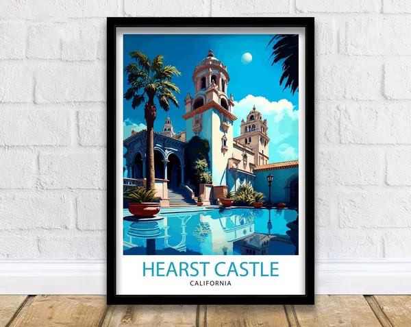 Hearst Castle California Travel Poster, Home Decor