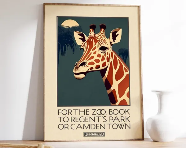 London Zoo Vintage Travel Poster Art Print