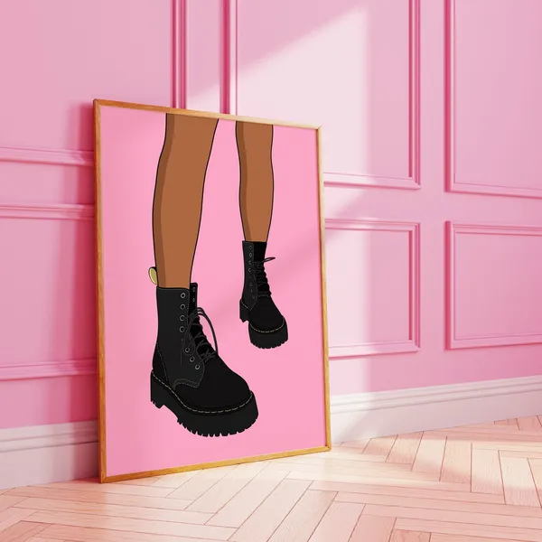 Cute Combat Boots Art Print, Docs Fashion Wall Art