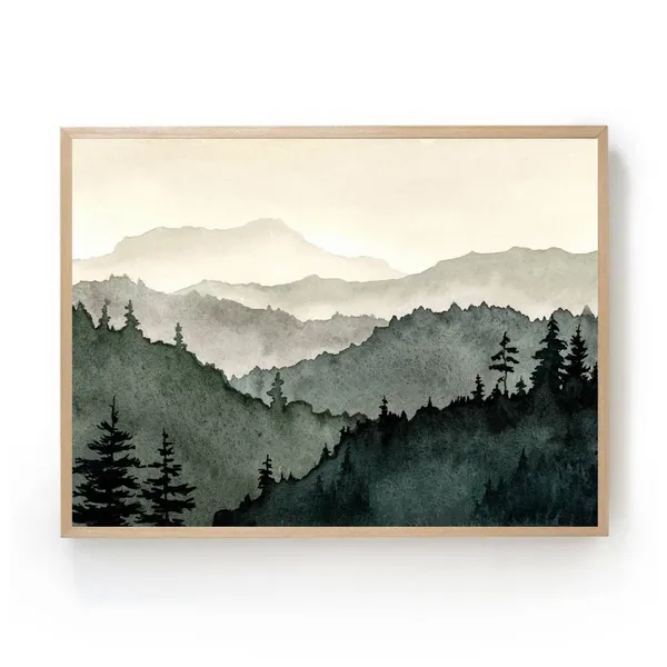 Mountain Painting Minimalist Watercolor Landscape Art Print