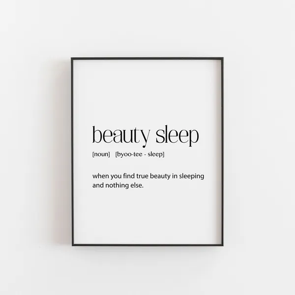 Beauty Sleep Definition Print, Bedroom Dictionary Art