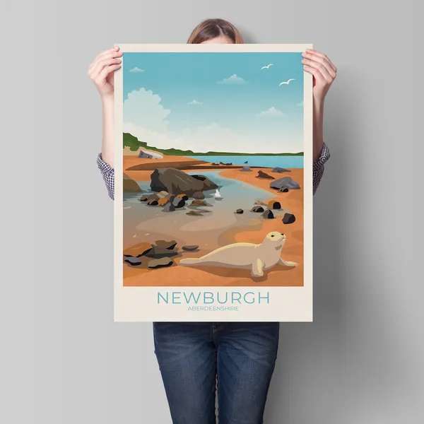 Newburgh Travel Poster, Aberdeenshire Scotland Seal