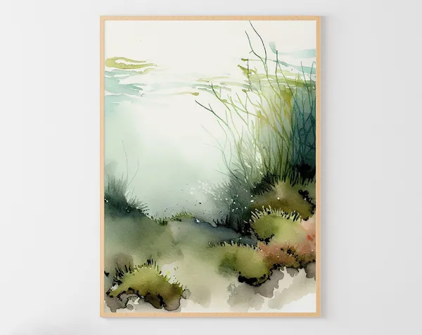 Seaweed Watercolor Art Print, Nautical Sea Study