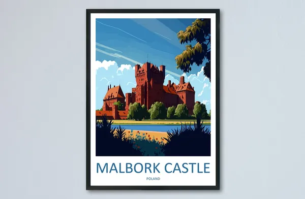 Malbork Castle Travel Poster, Poland Landmark